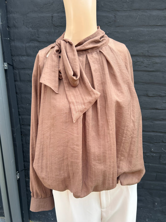 Elegant chiffon blouse brown or beige