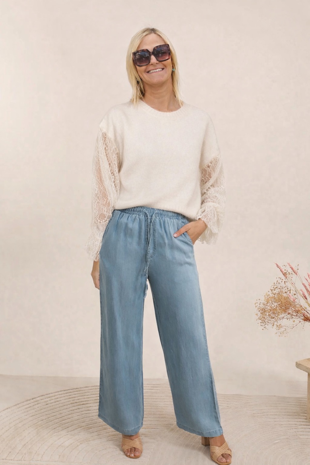 Losse denim-look in soepele lyocell stof 🩵