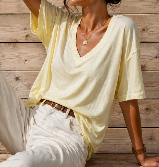 Gele V-hals shirt