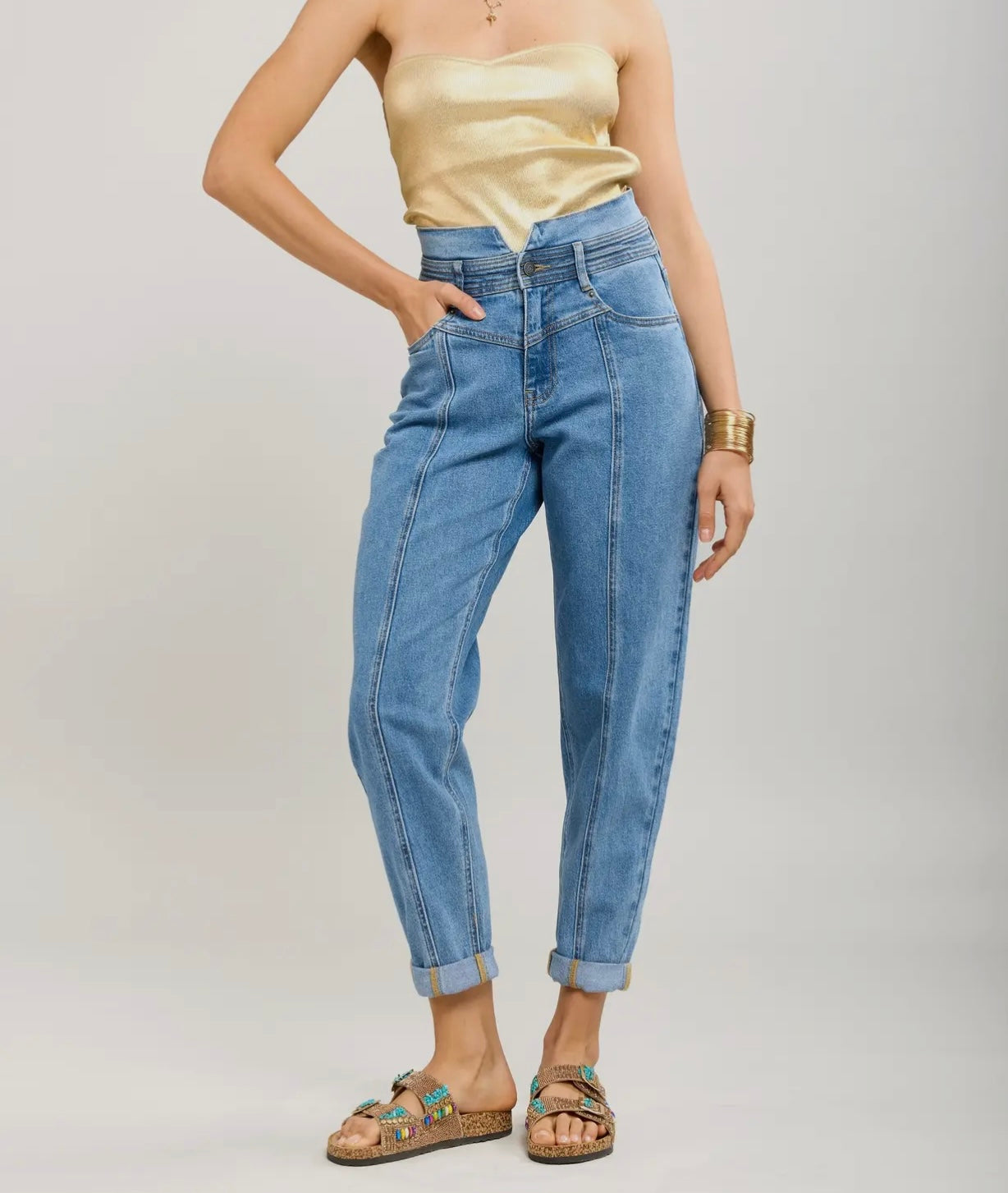 Toxik3 mom jeans met stretch