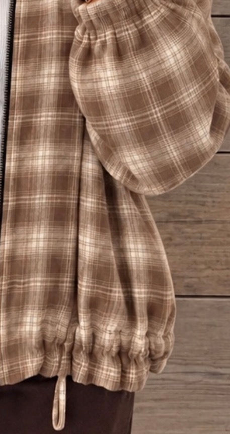 Beige geruit jasje in zachte flanellook