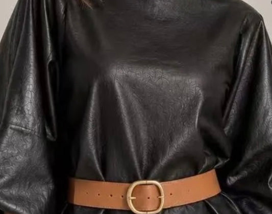 Zwarte jurk leatherlook