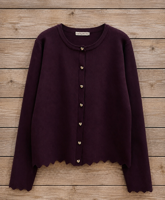 Aubergine hartjes knit