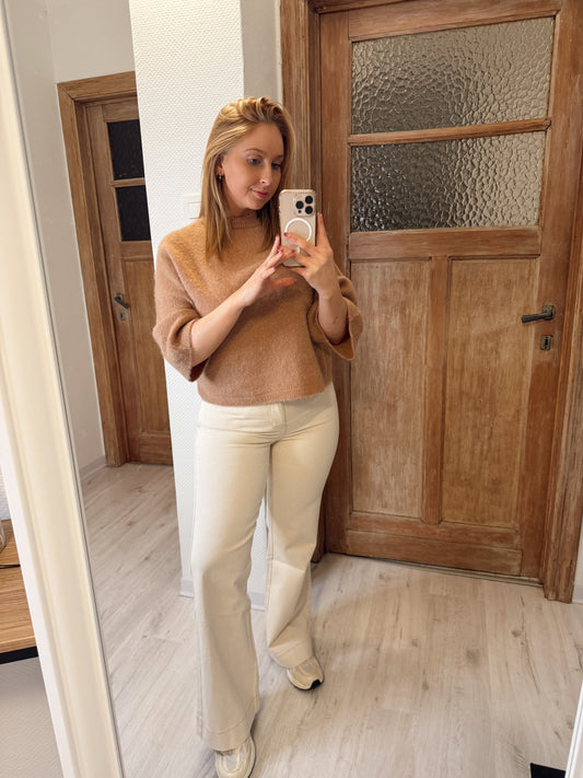 Zachte bruine “baby alpaca” trui met losse mouw 🤎