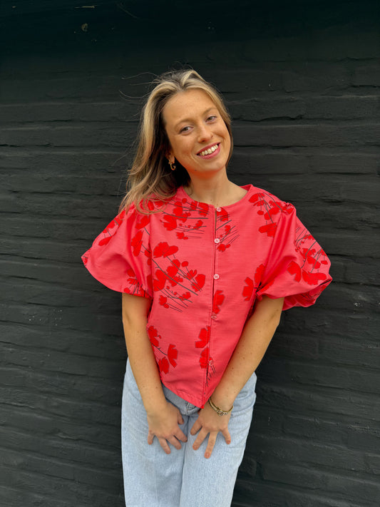 Classy rood-roze blouse van L’Esstiel