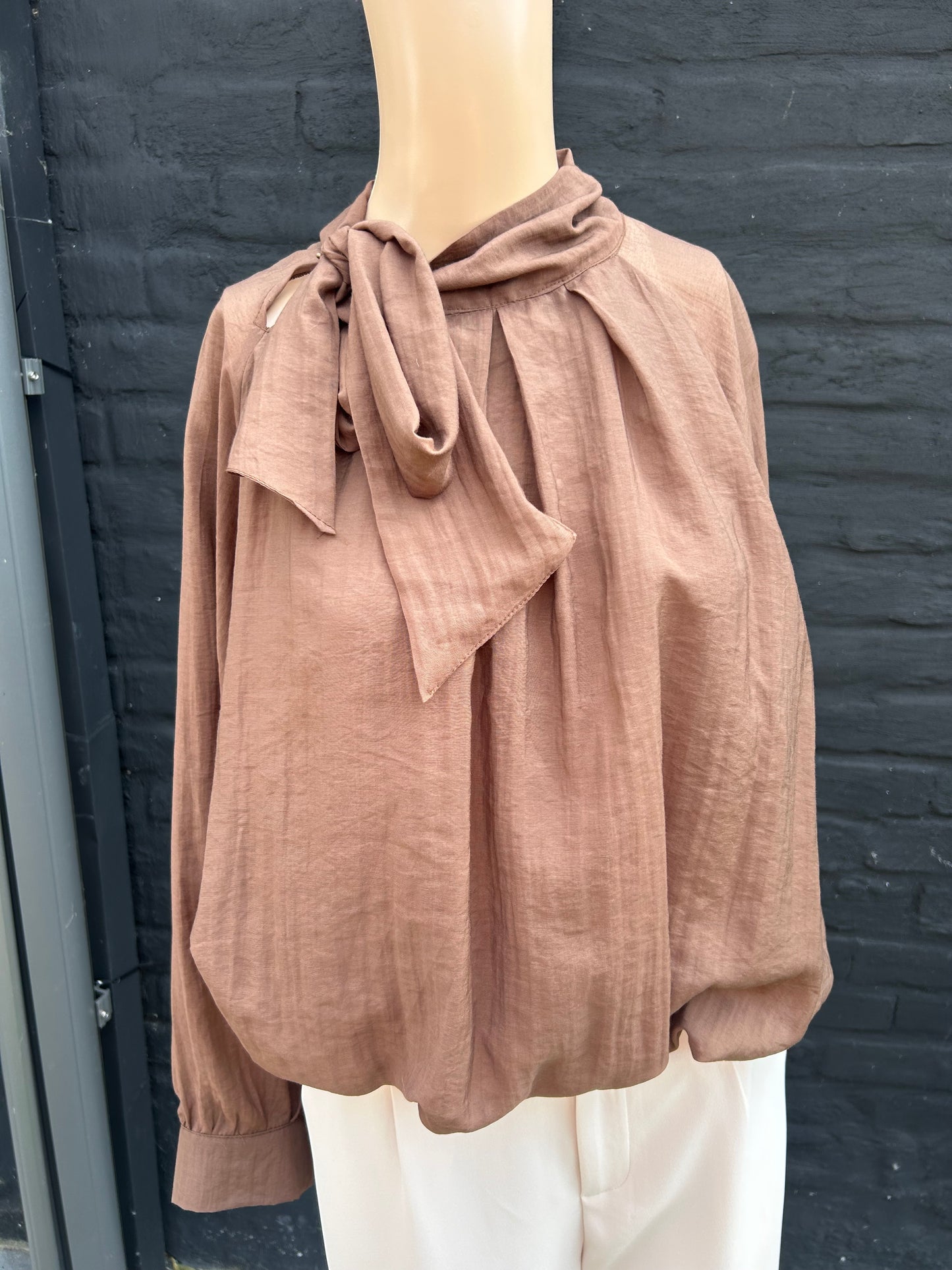 Elegant chiffon blouse brown or beige