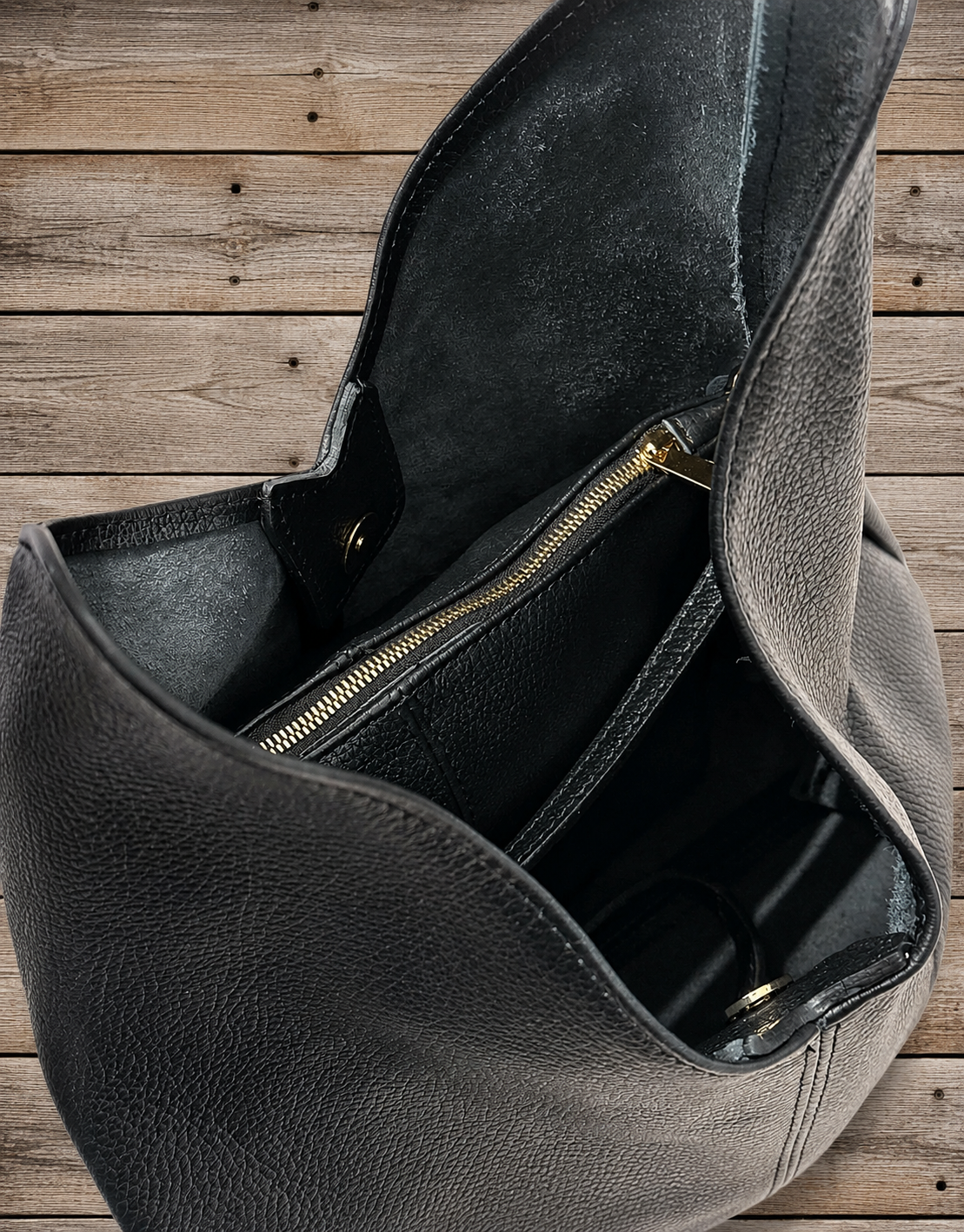 Zwarte handtas 100% leder