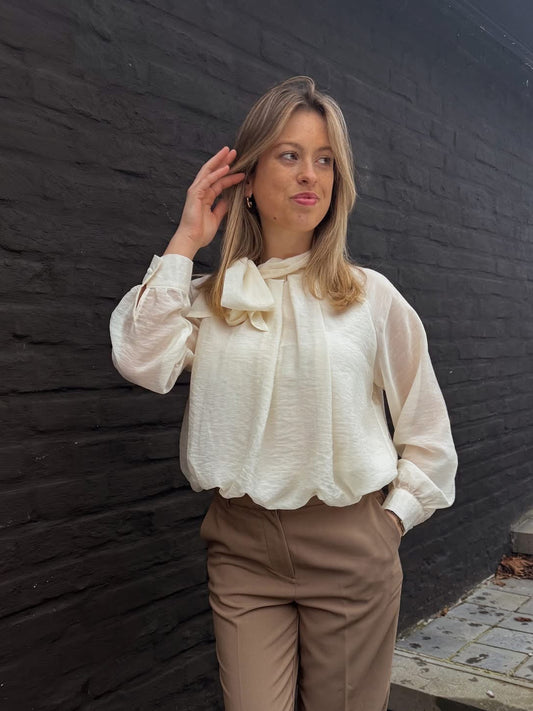 Beige elegante chiffon blouse