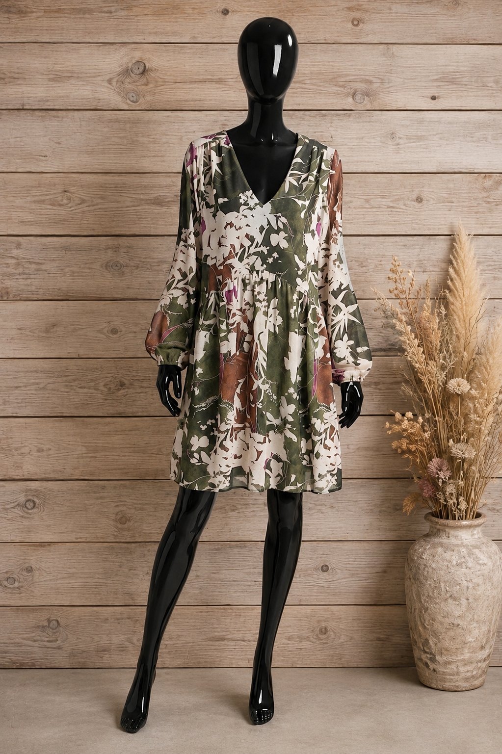 Herfstjurk met groene print