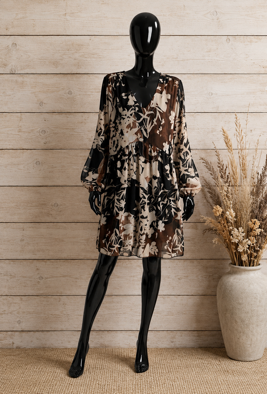 Herfstjurk met kleurrijke print