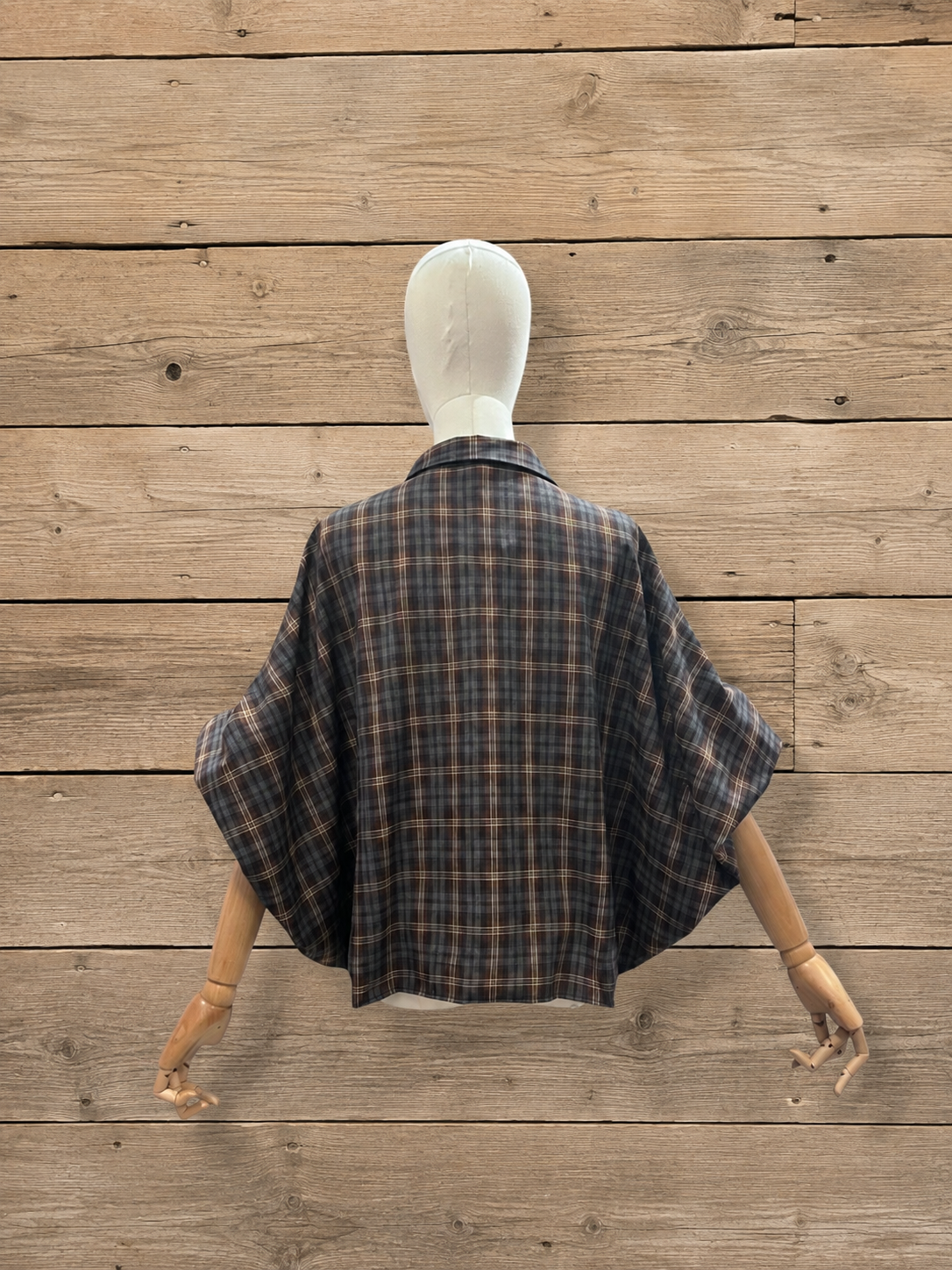 Geruite Blouse met Pofmouwen – Chocoladebruin