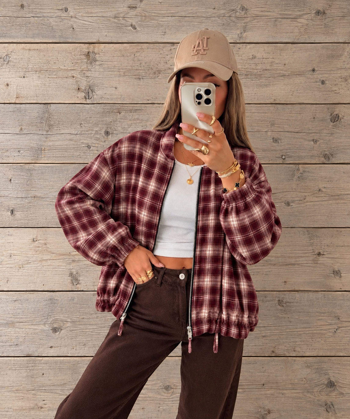 Bordeaux geruit jasje in zachte flanellook