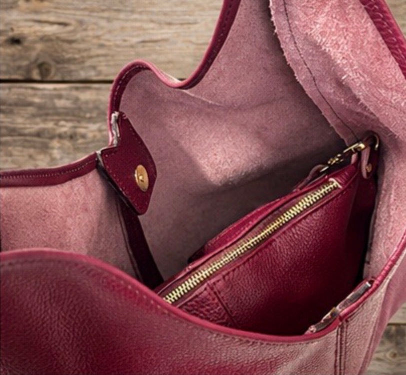 Bordeaux handtas 100% leder