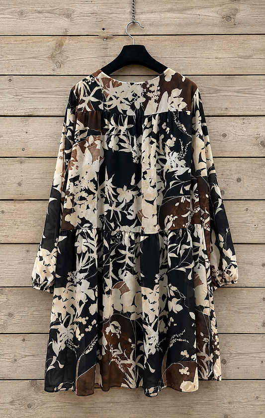 Herfstjurk met kleurrijke print