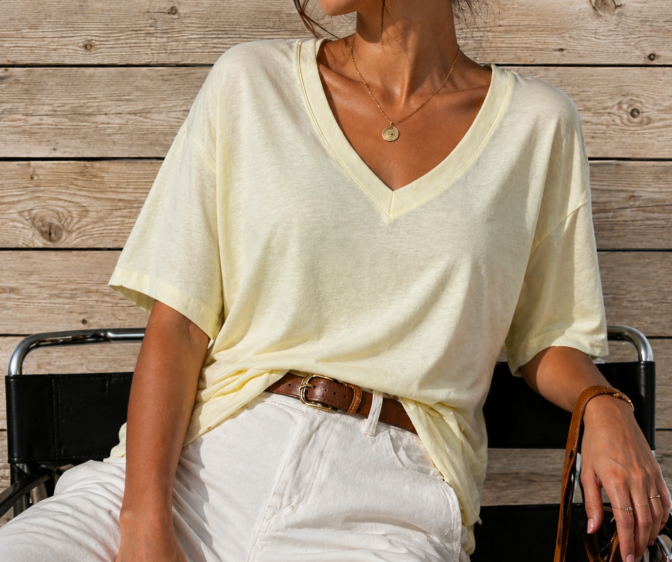 Gele V-hals shirt