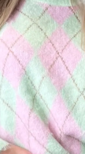 🎀💚 pastelkleurige trui in Argyle-patroon