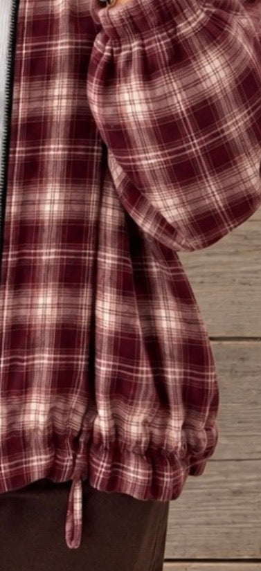 Bordeaux geruit jasje in zachte flanellook