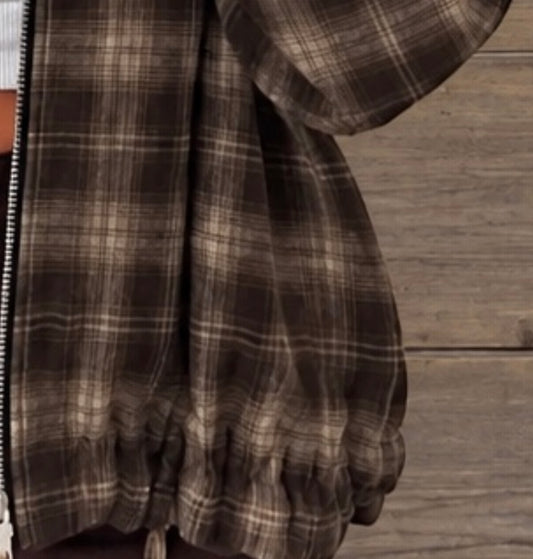 Marron geruit jasje in zachte flanellook