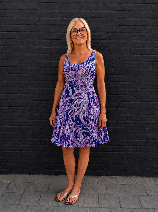 🌞 zomerse jurk met print 💜💙