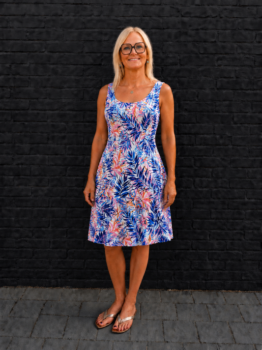 🌞 zomerse jurk met print 🩵🩷