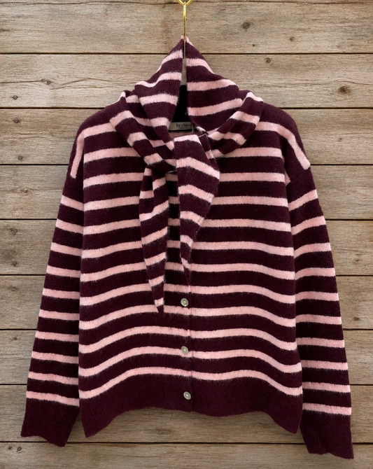 Bordeaux-roze knit met sjaal