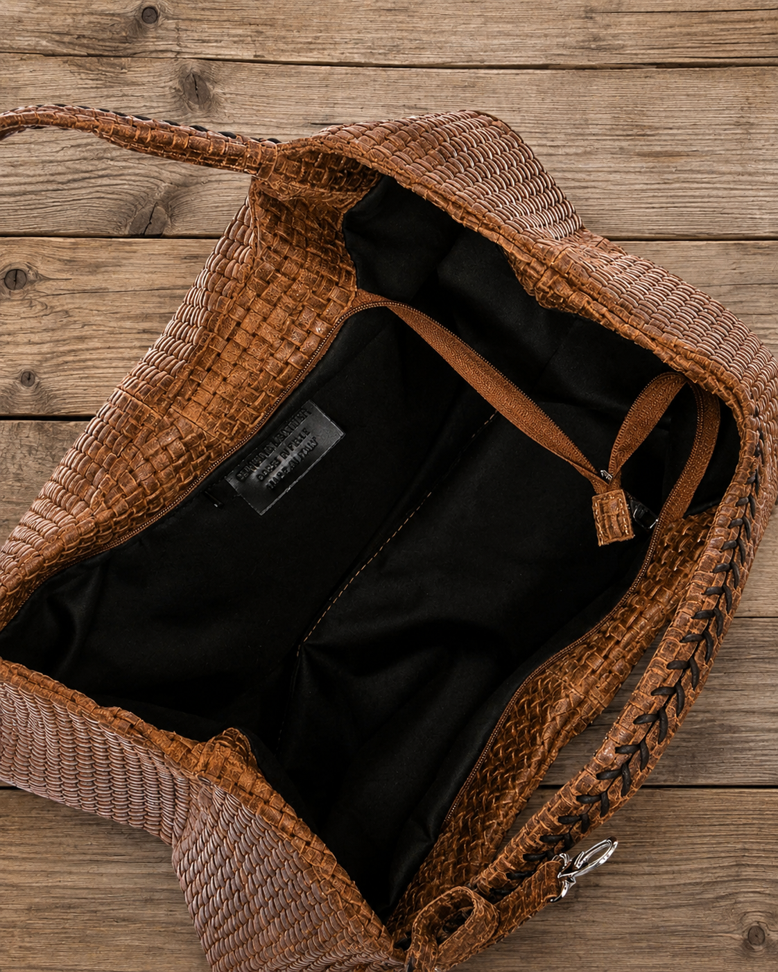 100% lederen handtas Camel