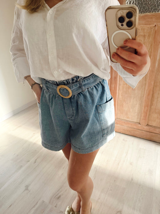 Oraije denim short 🩵 (ook in mintgroen)